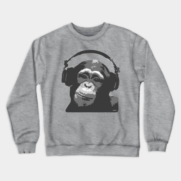 DJ Monkey Crewneck Sweatshirt by wamtees